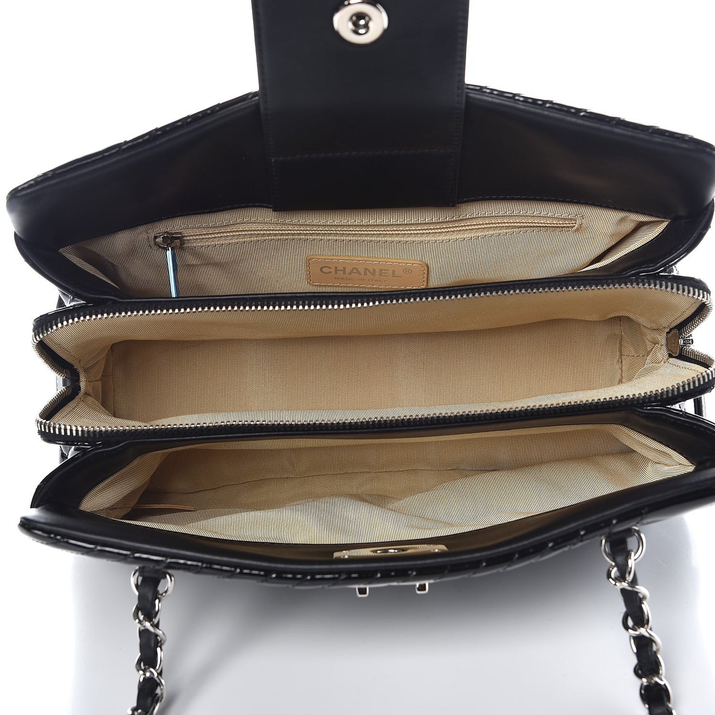 Patent Quilted Coco Boy Shoulder Bag Black
