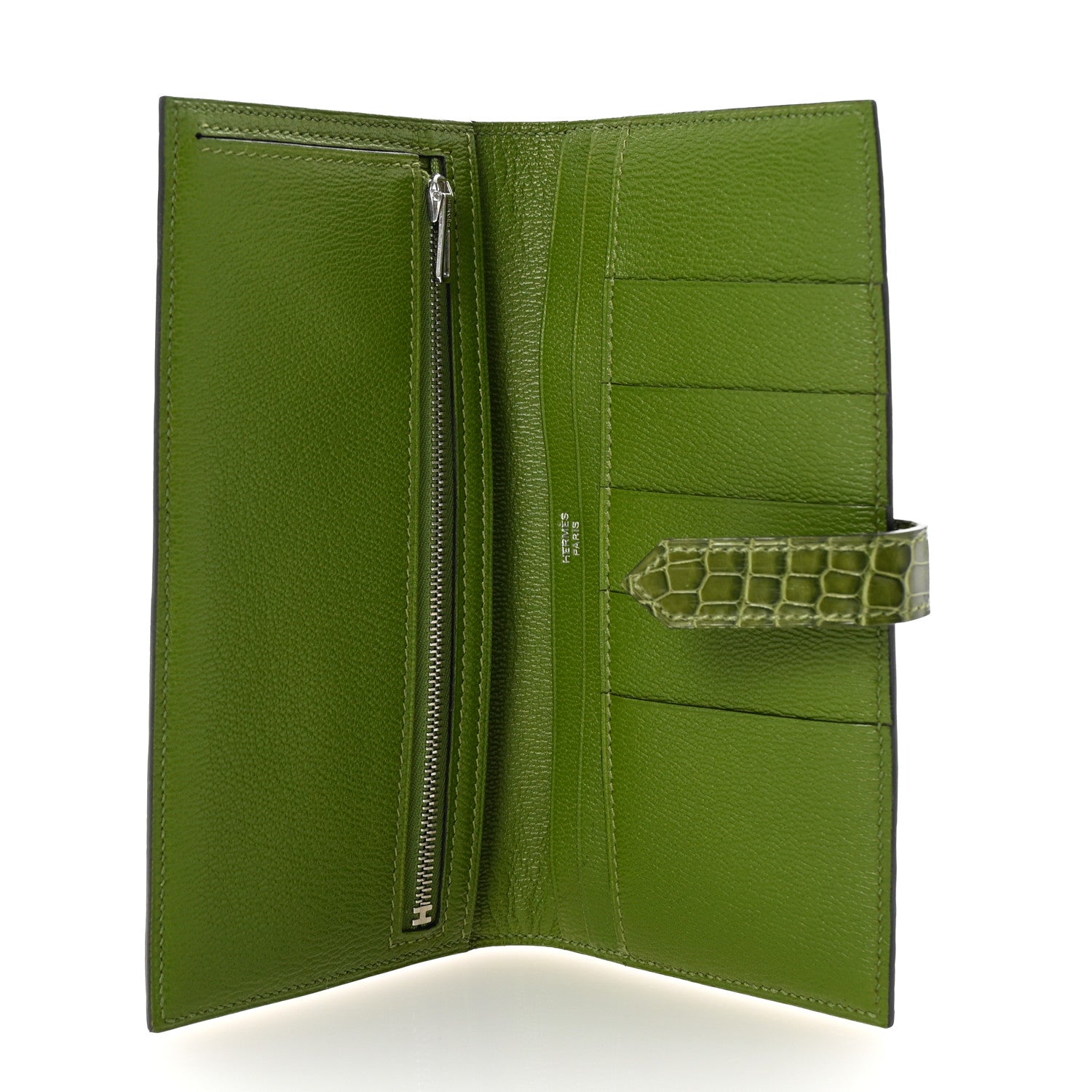 Hermes Shiny Alligator Bearn Wallet Cactus 5 of 8