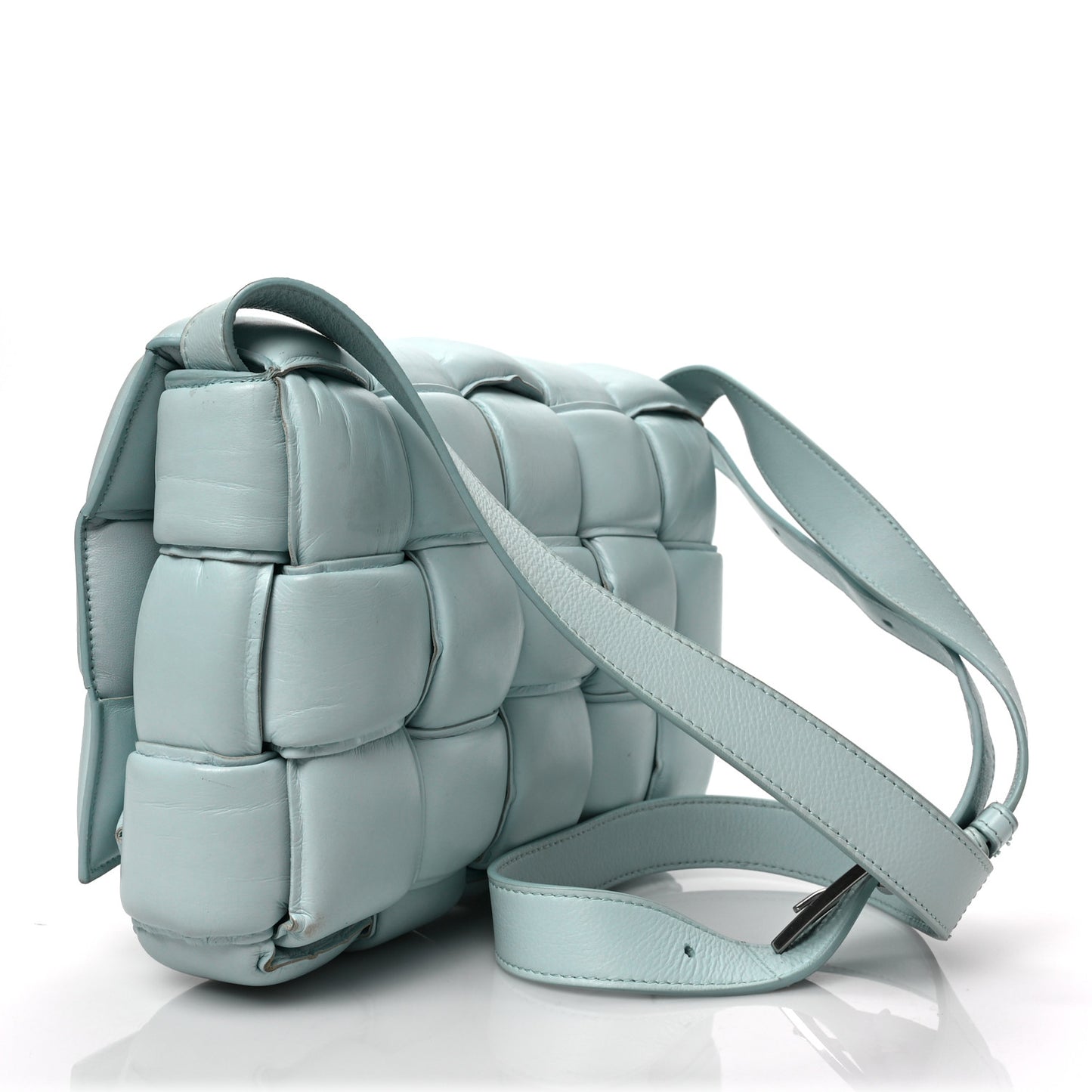 Paper Calfskin Maxi Intreccio Padded Cassette Crossbody Bag Spearmint