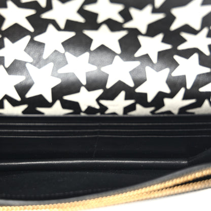 Saint Laurent Lambskin Star Print Monogram Envelope Chain Wallet Black White 4 of 11