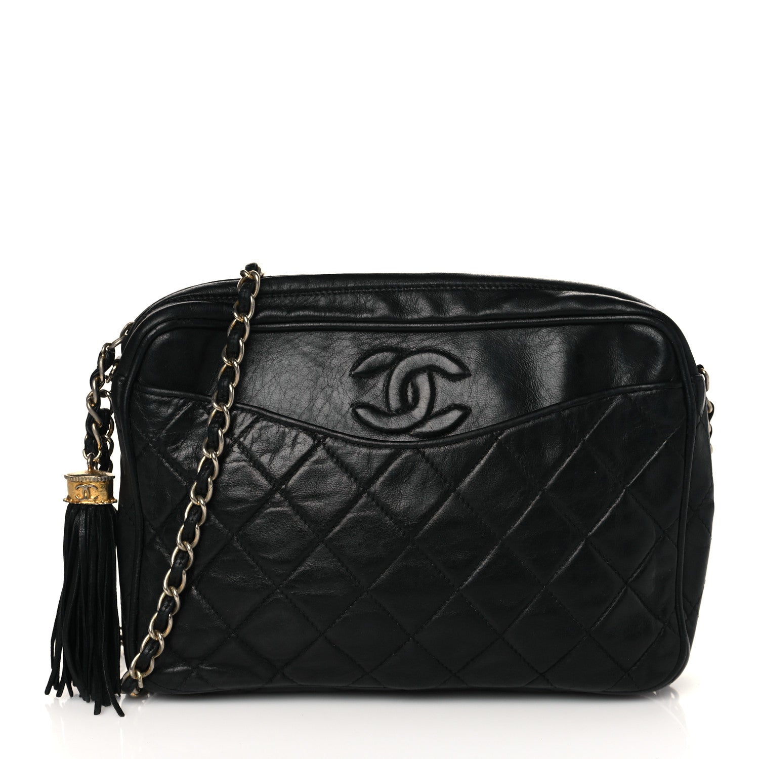 Chanel Lambskin Quilted Tassel Camera Case Black 1 of 12