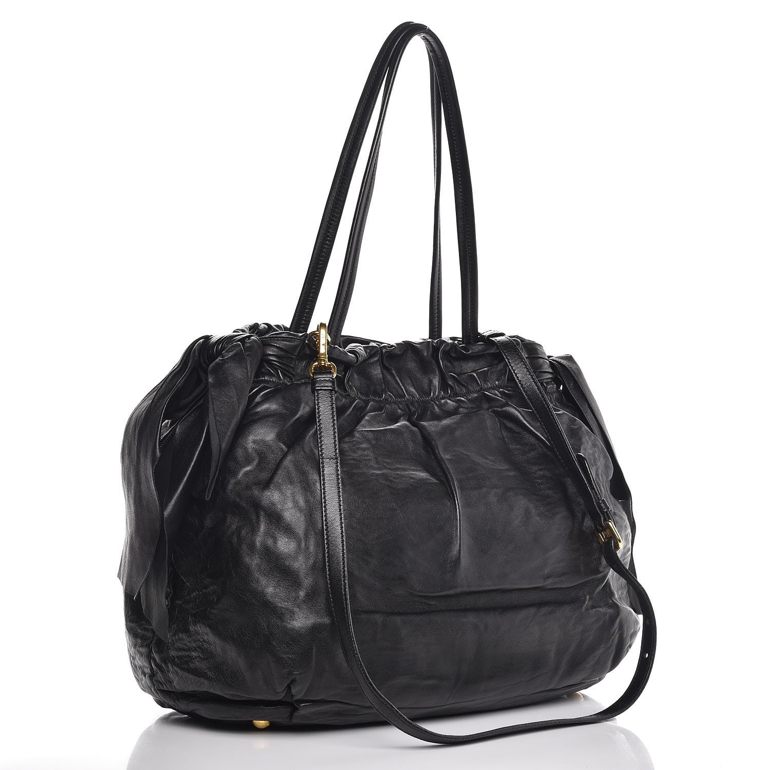 Prada Nappa Antique Bow Tote Nero Black 4 of 8