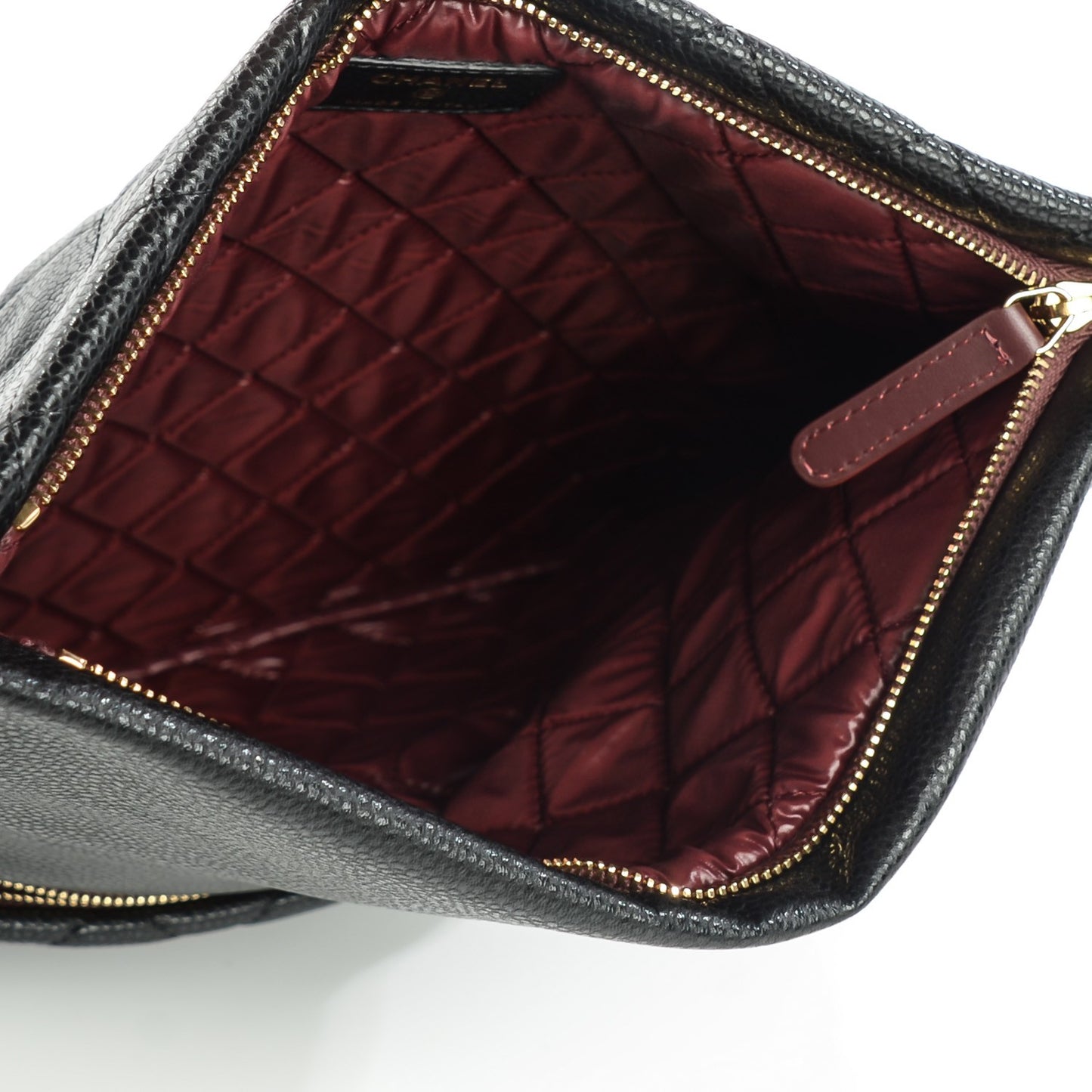 Caviar Quilted CC Beauty Clutch Black