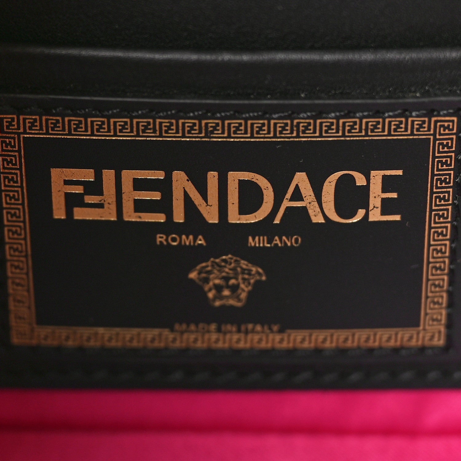 Fendi X VERSACE Vitello Seta Fendace Mini Brooch Baguette Black 6 of 10
