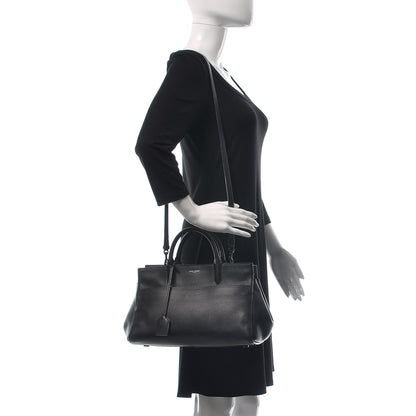 Saint Laurent Grained Calfskin Small Cabas Rive Gauche Black 2 of 15