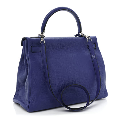 Hermes Taurillon Clemence Kelly Retourne 32 Bleu Electrique 3 of 9