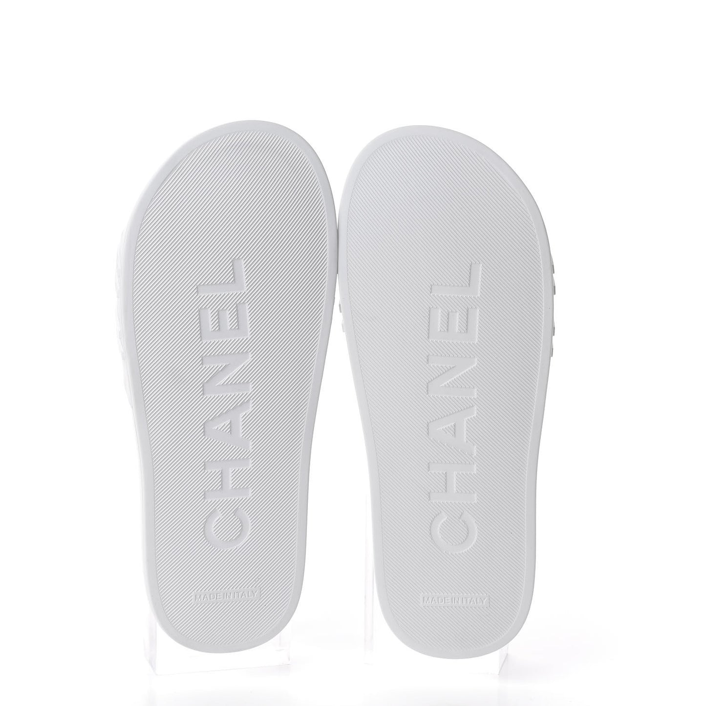 PVC CC Mules Sandals 36 White Grey