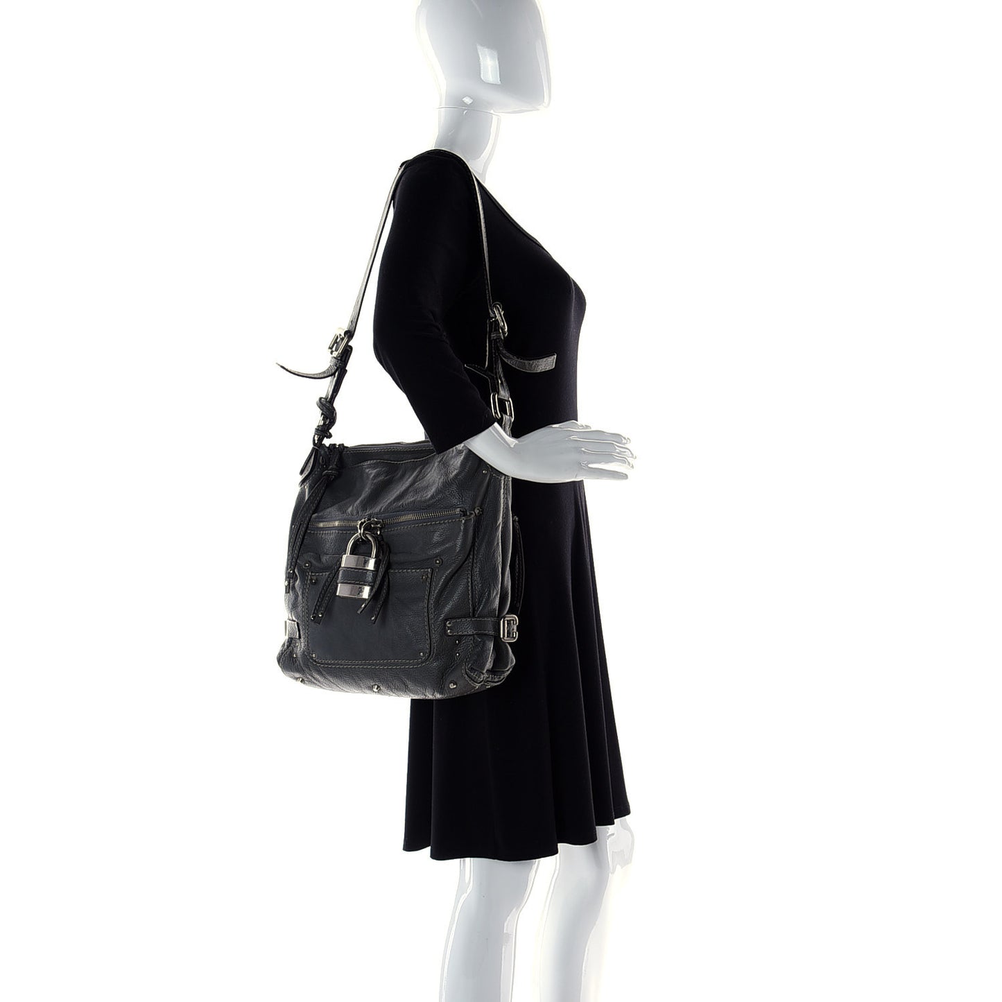 Calfskin Paddington Hobo Grey