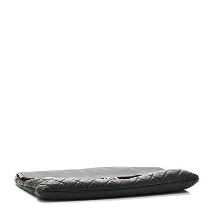Chanel Grained Calfskin Quilted Large Archi Chic Cosmetic Case Navy 4 of 10