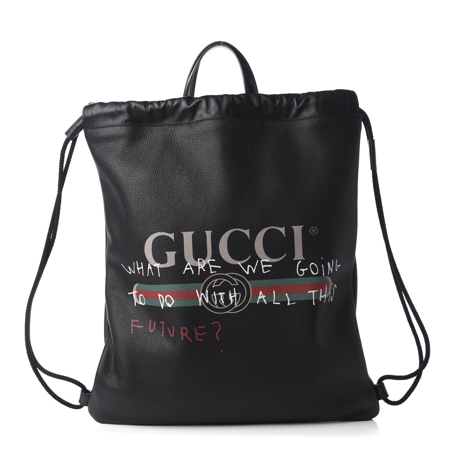 Gucci Calfskin Coco Capitan Logo Drawstring Backpack Black 1 of 9