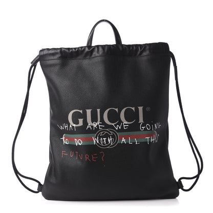 Gucci Calfskin Coco Capitan Logo Drawstring Backpack Black 1 of 9