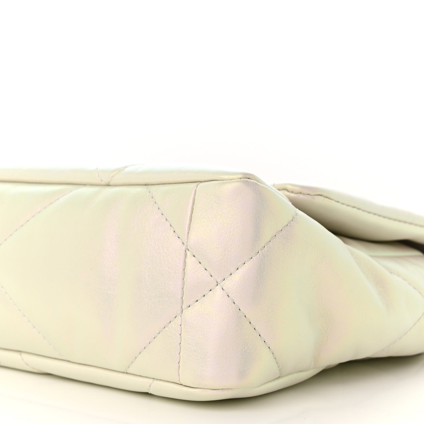 Iridescent Calfskin Quilted Medium Chanel 19 Flap White