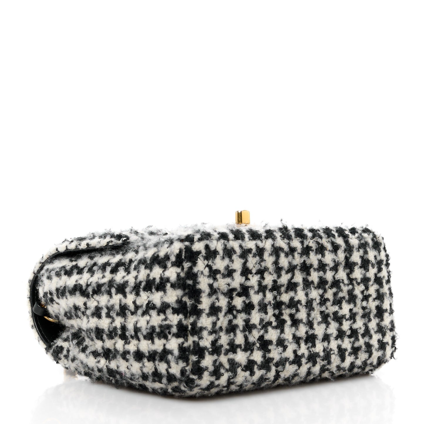 Tweed Houndstooth Quilted Mini Square Flap White Black