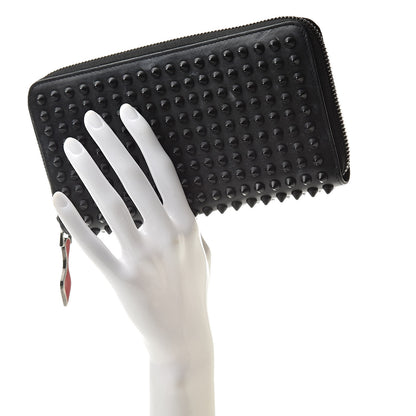 Christian Louboutin Calfskin Panettone Spiked Zip Around Wallet Black 2 of 10