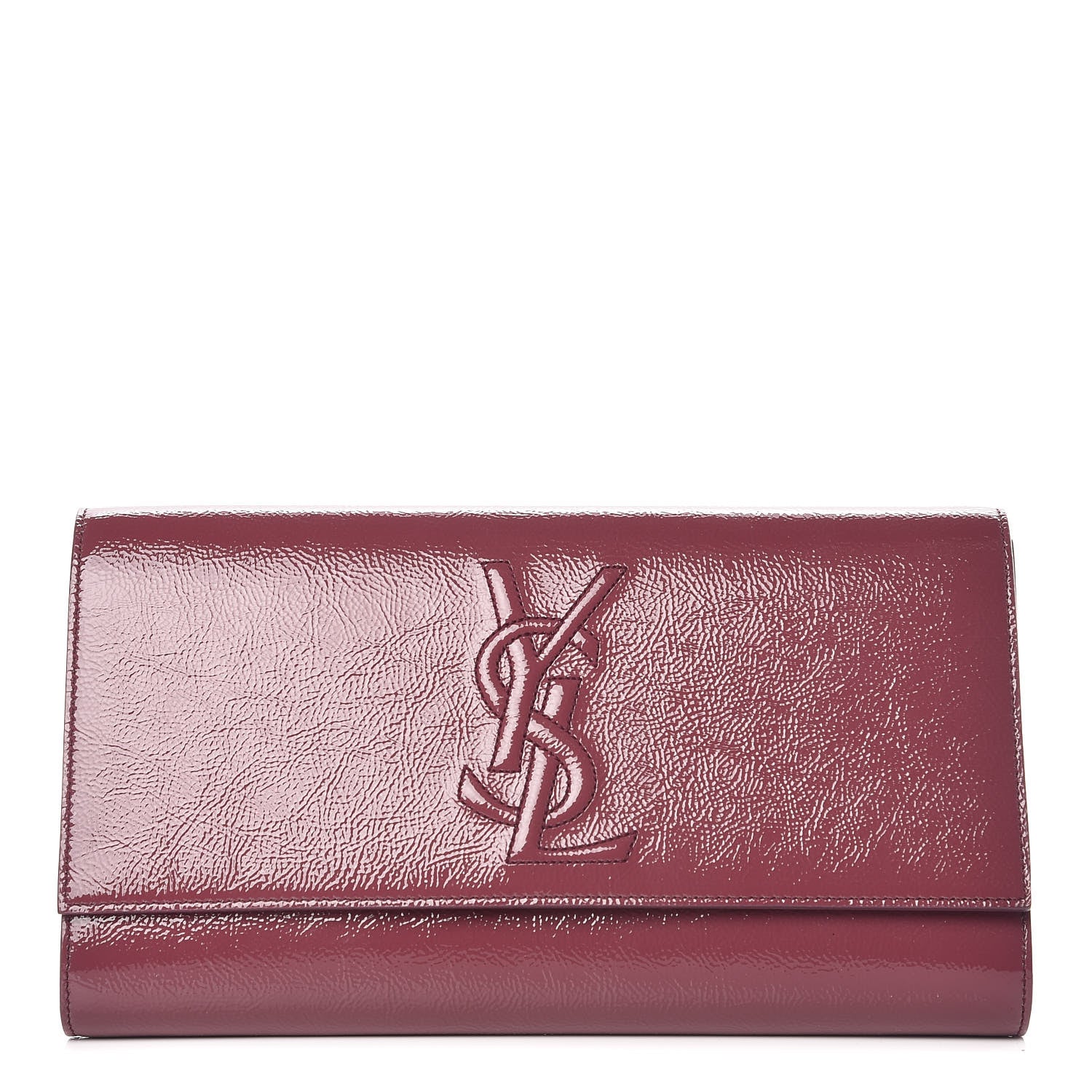 Saint Laurent Textured Patent Calfskin Large Belle De Jour Clutch Berry 1 of 9