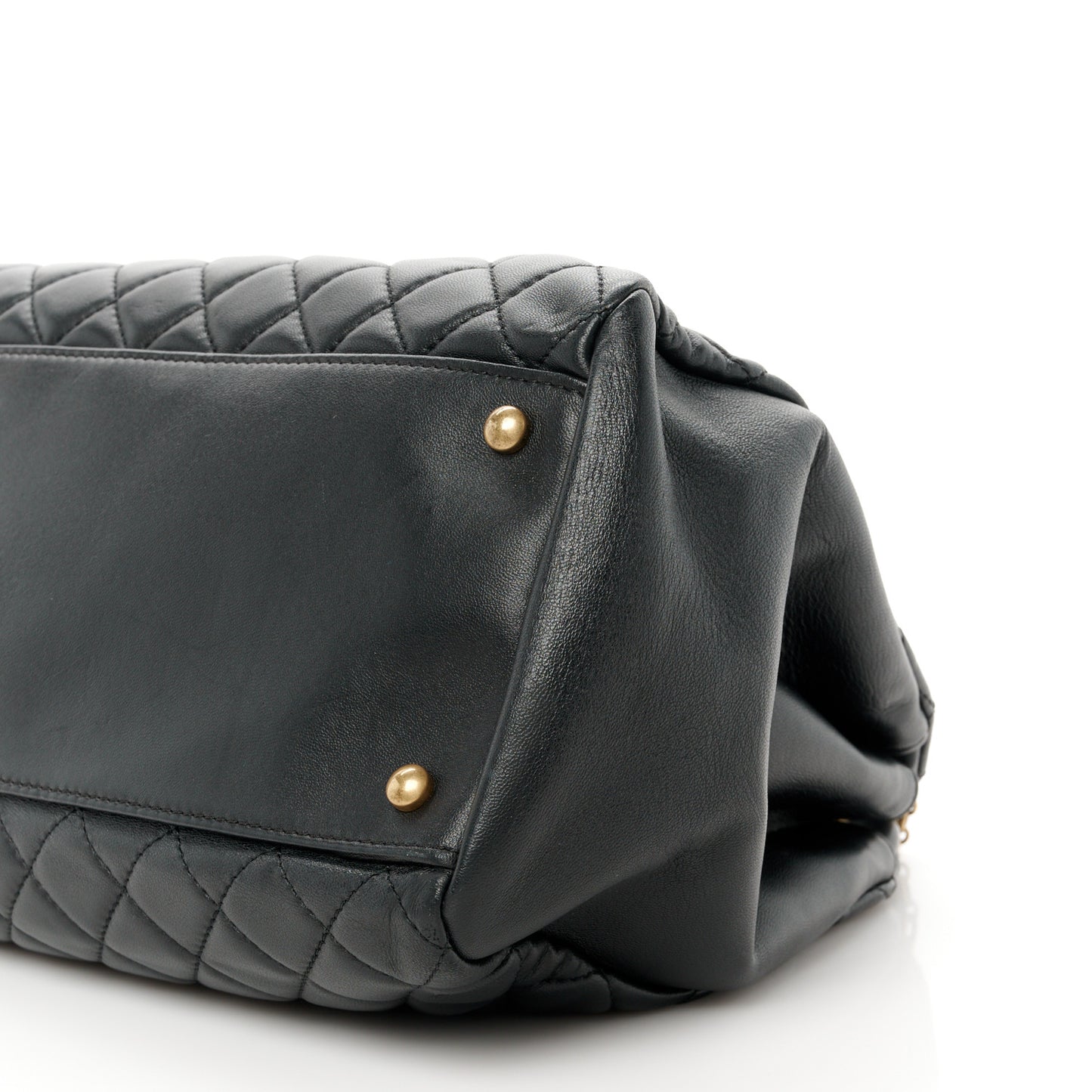 Lambskin Quilted Large Just Mademoiselle Bowling Bag Black