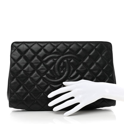 Chanel Caviar Quilted CC Large Clutch Black 2 of 7