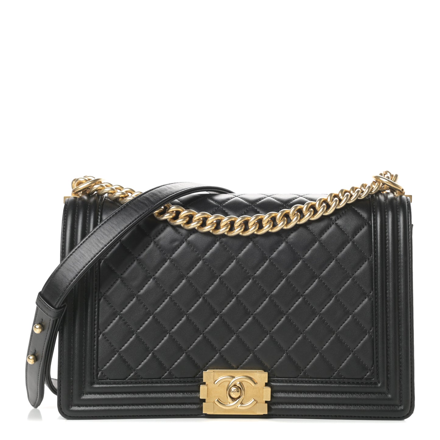 Lambskin Quilted New Medium Boy Flap Black