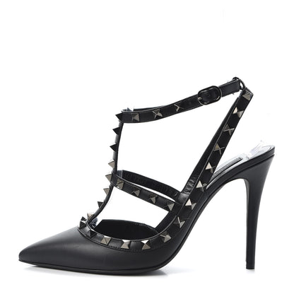 Valentino Garavani Nappa Rockstud Ankle Strap Pumps 39 Black 1 of 9