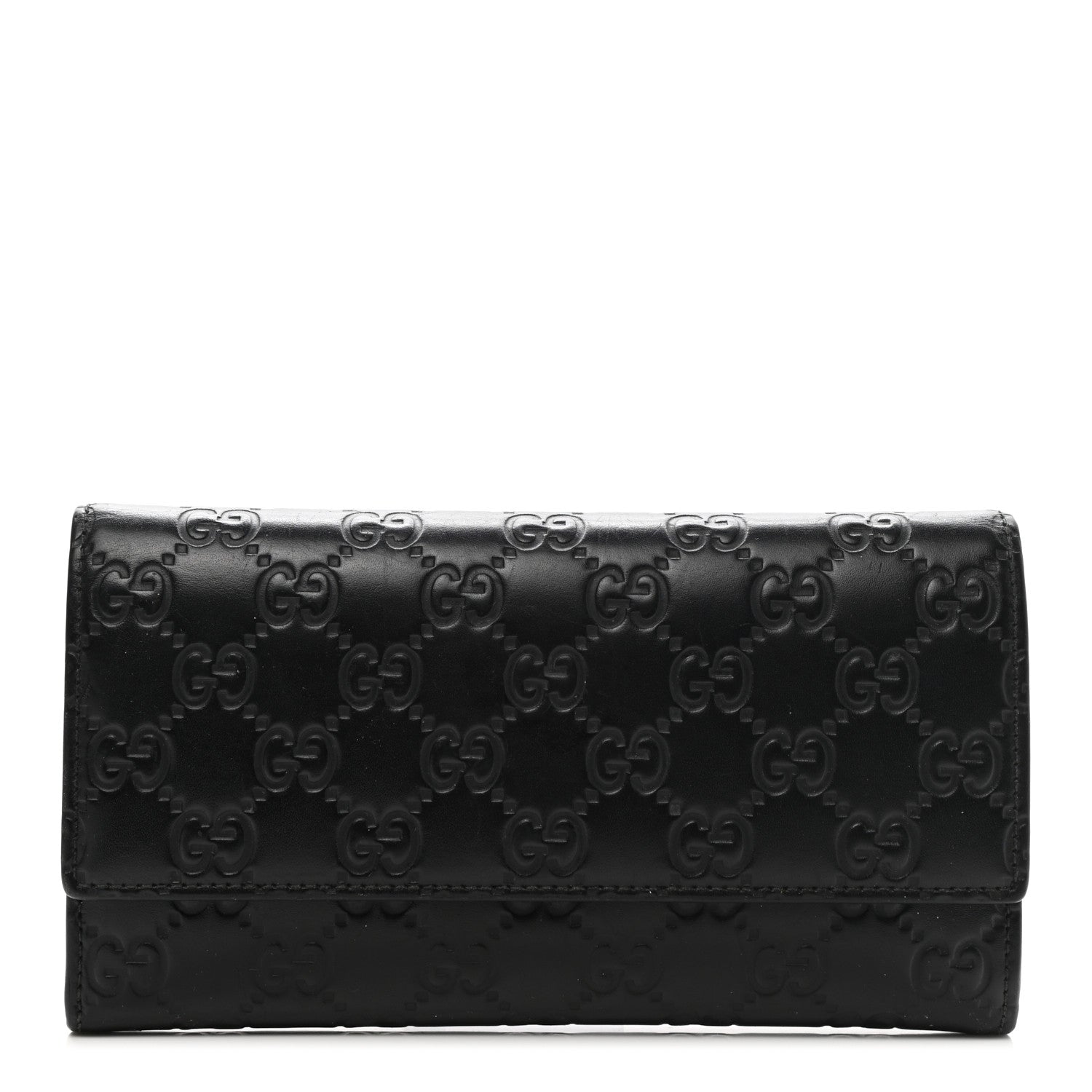 Gucci Guccissima Continental Flap Wallet Black 1 of 8