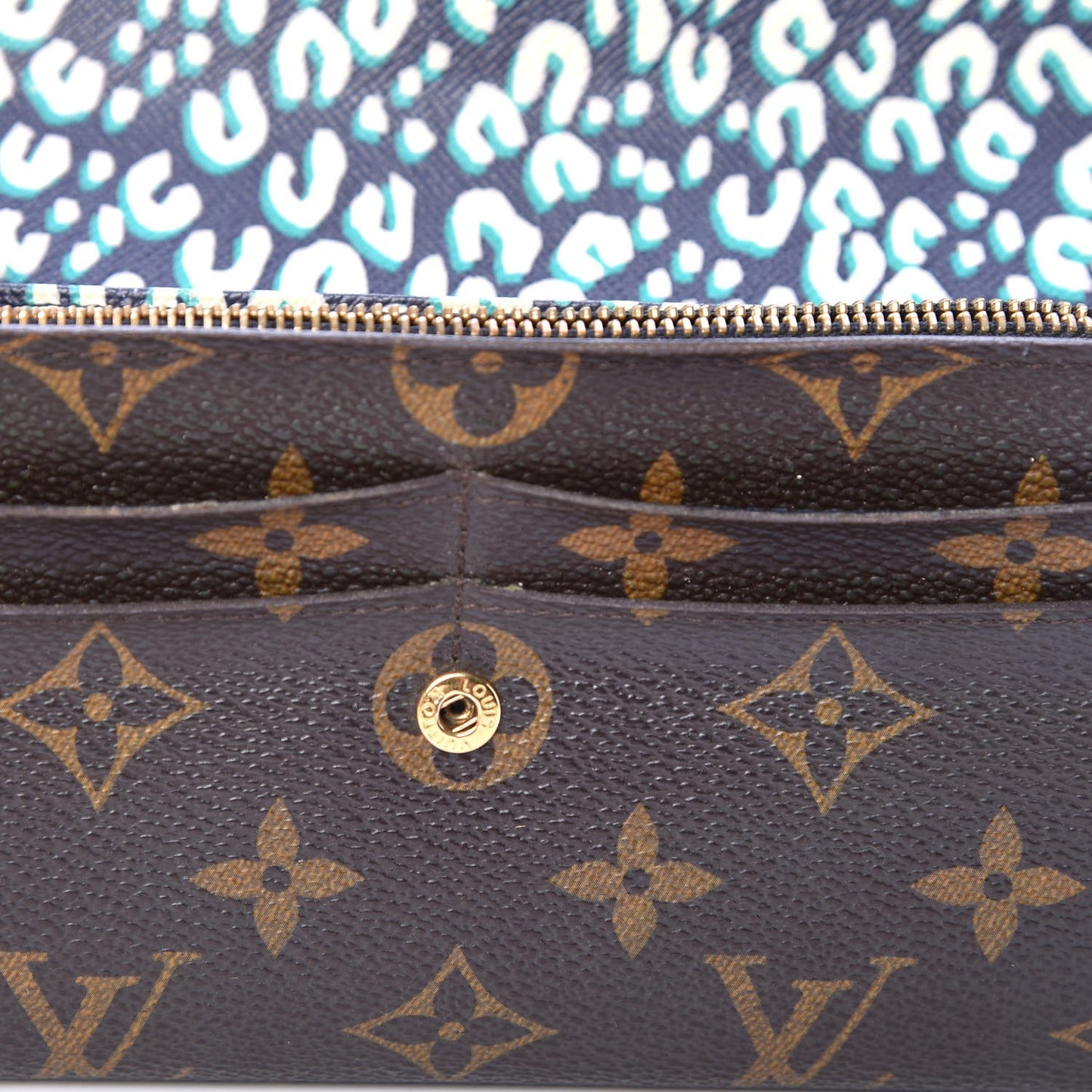 Monogram Leopard Sarah Wallet Blue Infini
