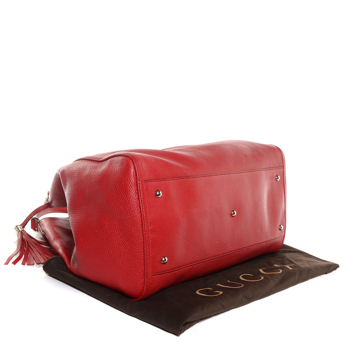 Pebbled Calfskin Large Soho Shoulder Bag Red