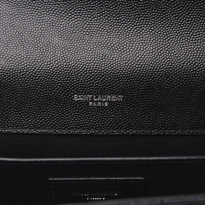 Saint Laurent Grain De Poudre Textured Mixed Matelasse Triquilt Medium Monogram Satchel Black 6 of 9