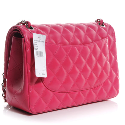 Chanel Lambskin Quilted Jumbo Double Flap Dark Pink 3 of 9