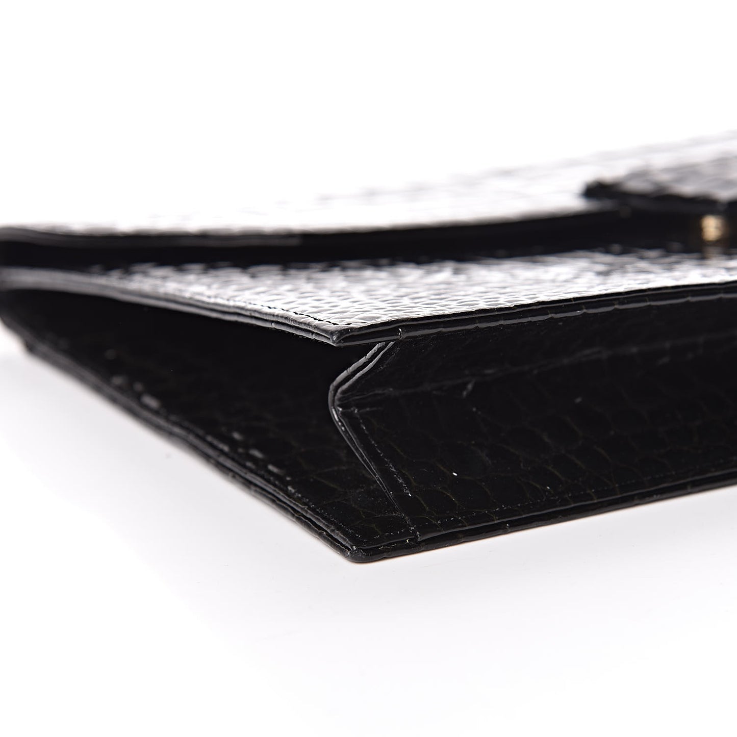 Calfskin Crocodile Embossed Clutch Black