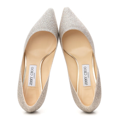 Jimmy Choo Dusty Glitter Romy 60 Pumps 39 Platinum Ice 2 of 9