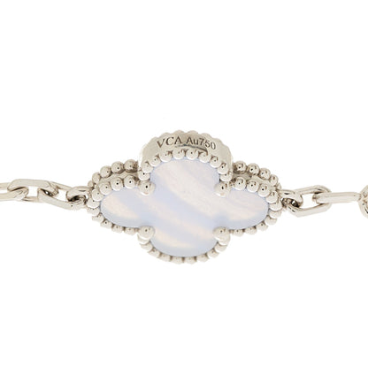 Van Cleef & Arpels 18K White Gold Chalcedony 5 Motifs Vintage Alhambra Bracelet 9 of 9