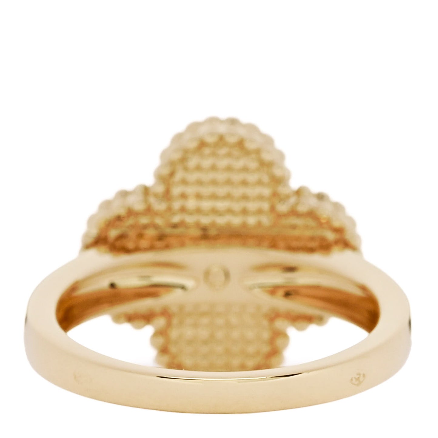 18K Yellow Gold Diamond Carnelian Vintage Alhambra Ring 50 5.25