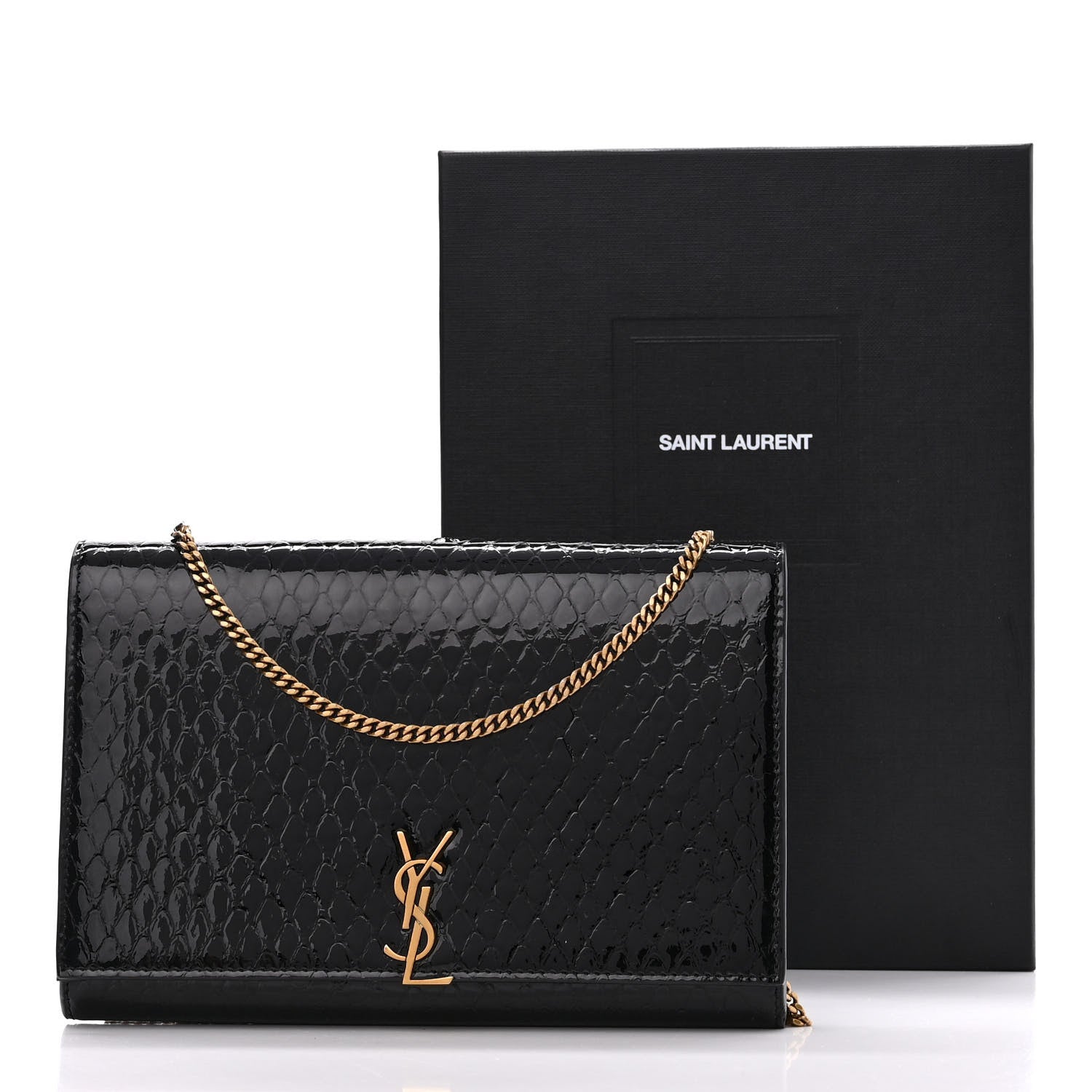Saint Laurent Embossed Monogram Chain Wallet Black 10 of 10