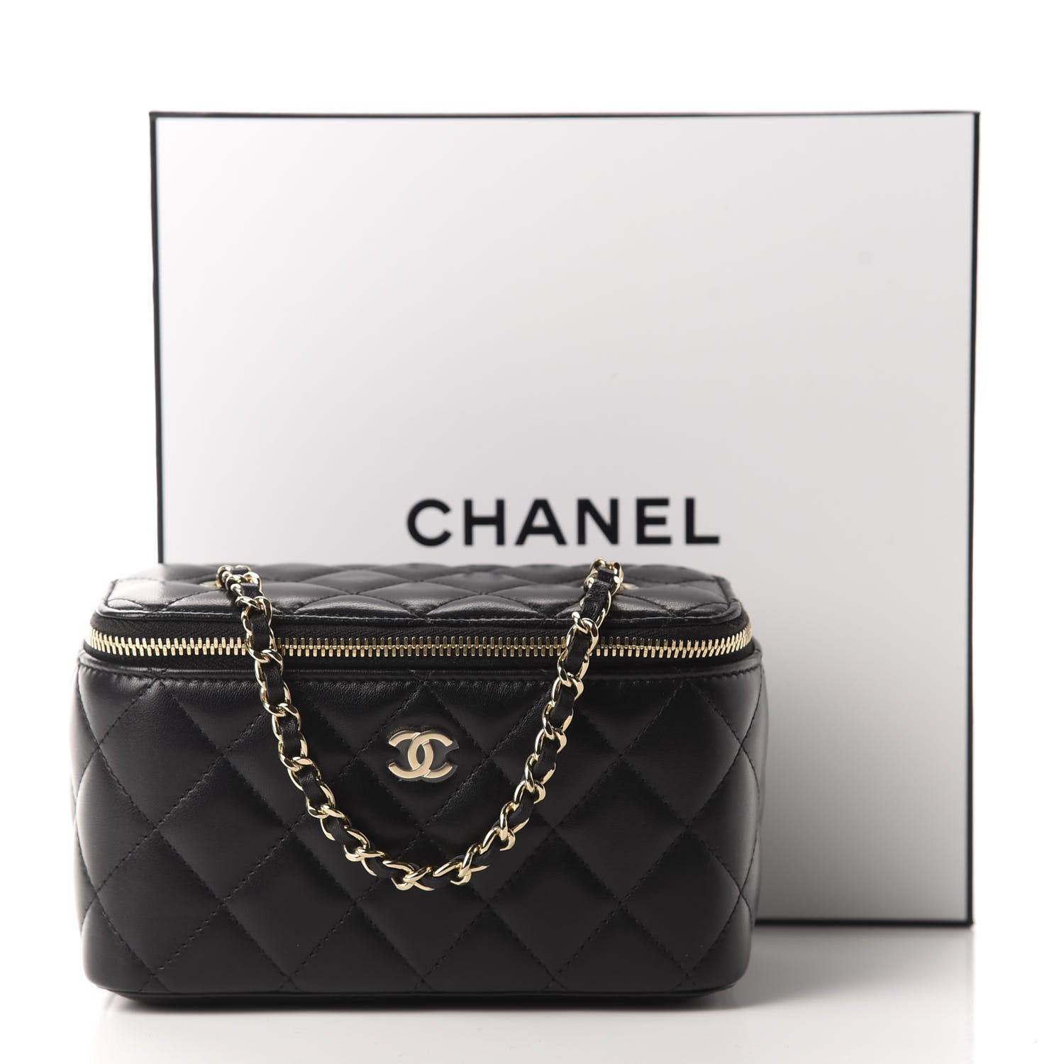 Chanel Lambskin Quilted Small Vanity Case With Chain Black 11 of 11