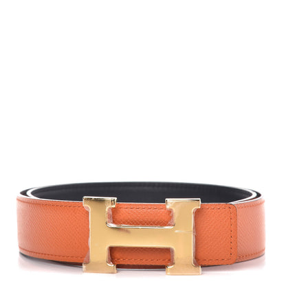 Hermes Swift Epsom 32mm H Belt 75 Black Orange 1 of 7