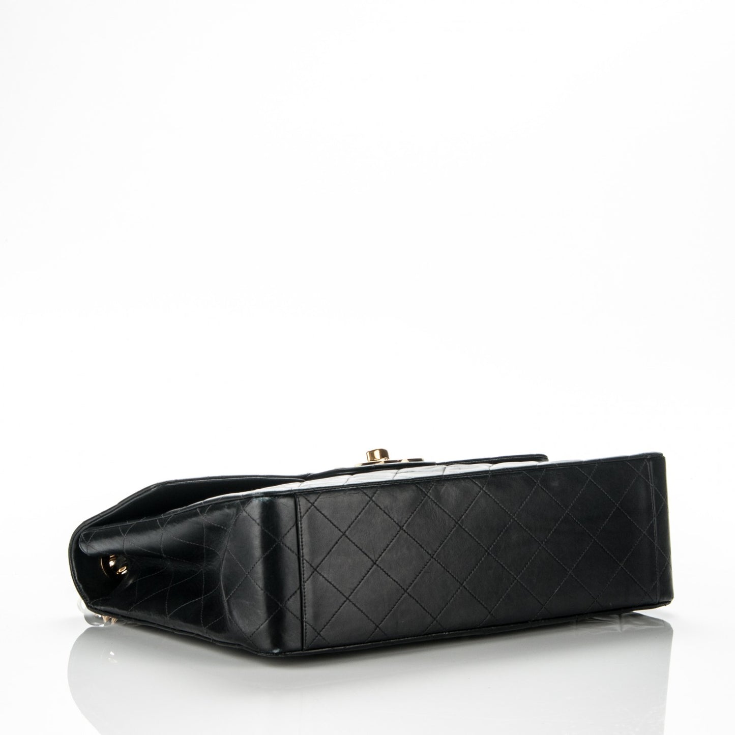 Lambskin Quilted XL Jumbo Single Flap Black
