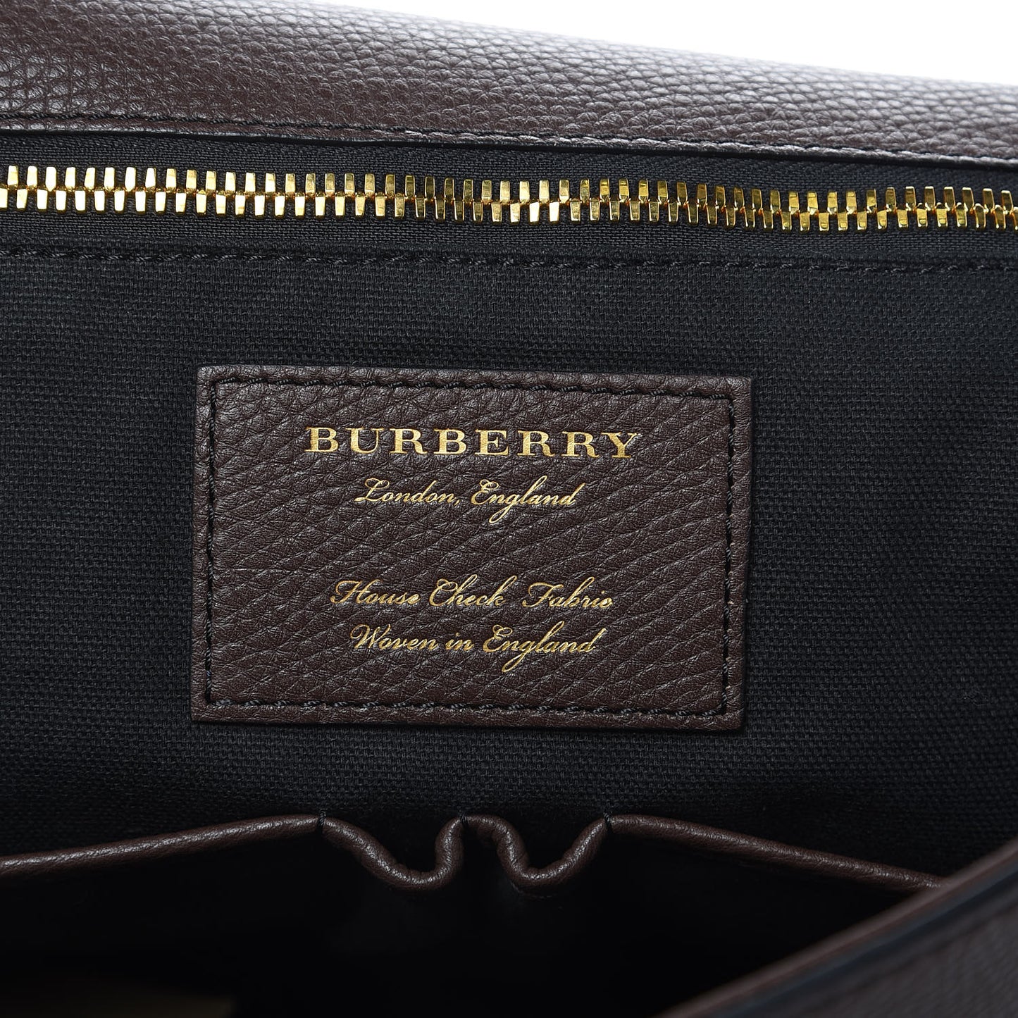 Grainy Calfskin House Check Ethan Satchel Oak Brown