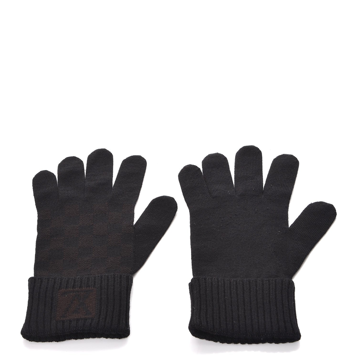Louis Vuitton Wool Petit Damier Gloves Black 1 of 6
