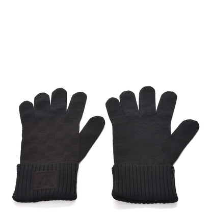 Louis Vuitton Wool Petit Damier Gloves Black 1 of 6