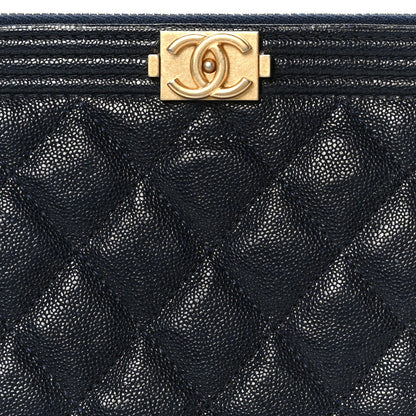 Chanel Caviar Quilted Medium Boy Cosmetic Case Navy 8 of 8
