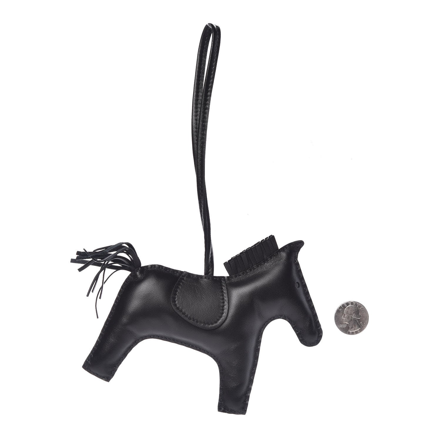 Hermes Milo Lambskin Grigri Rodeo Horse Bag Charm GM So Black 2 of 5