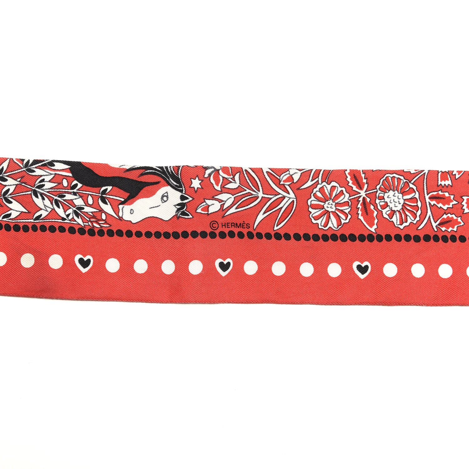 Hermes Silk Entre Ciel Et Mer Twilly Rouge White Black 3 of 5