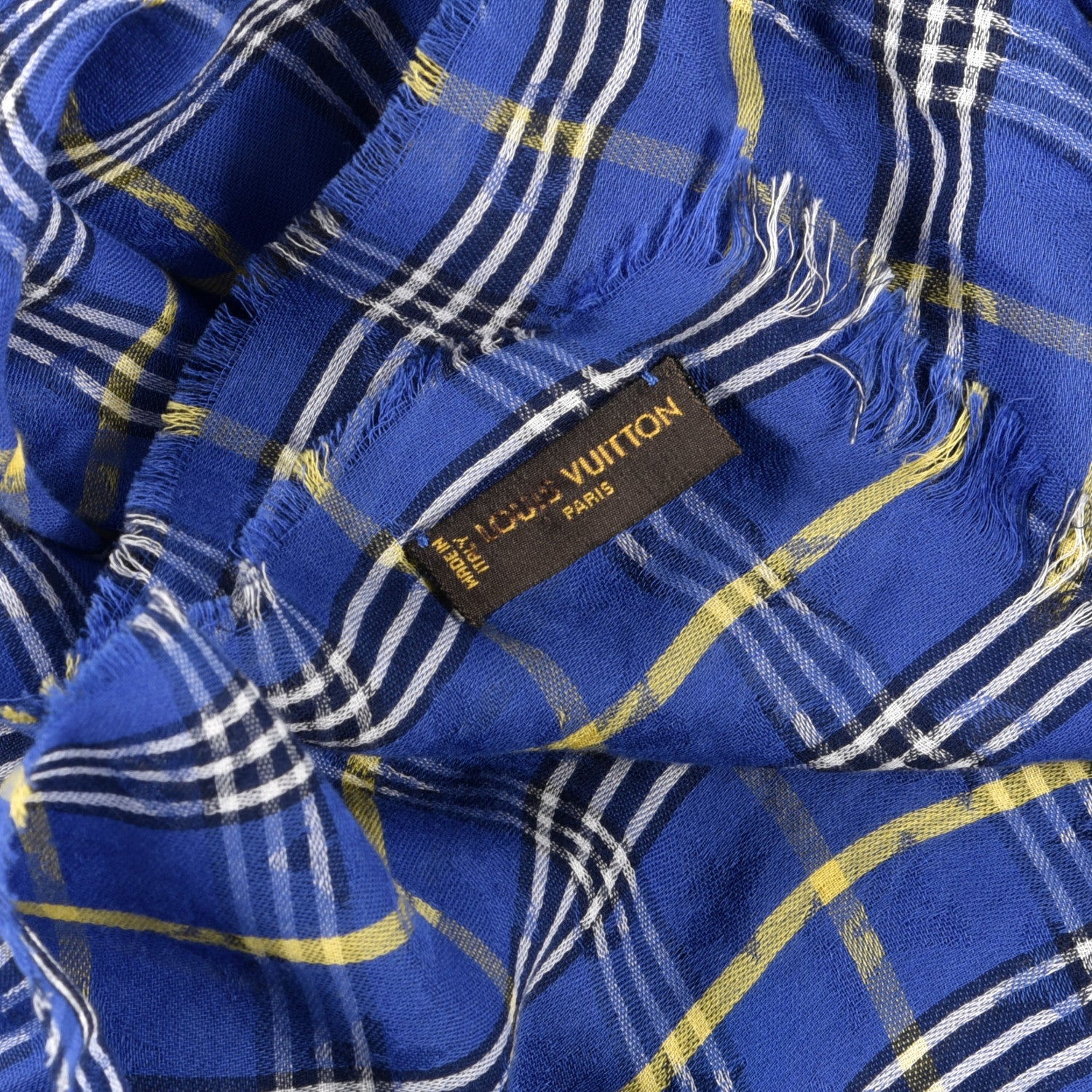 Louis Vuitton Gauze Plaid Masai Tartan Shawl Blue 5 of 5