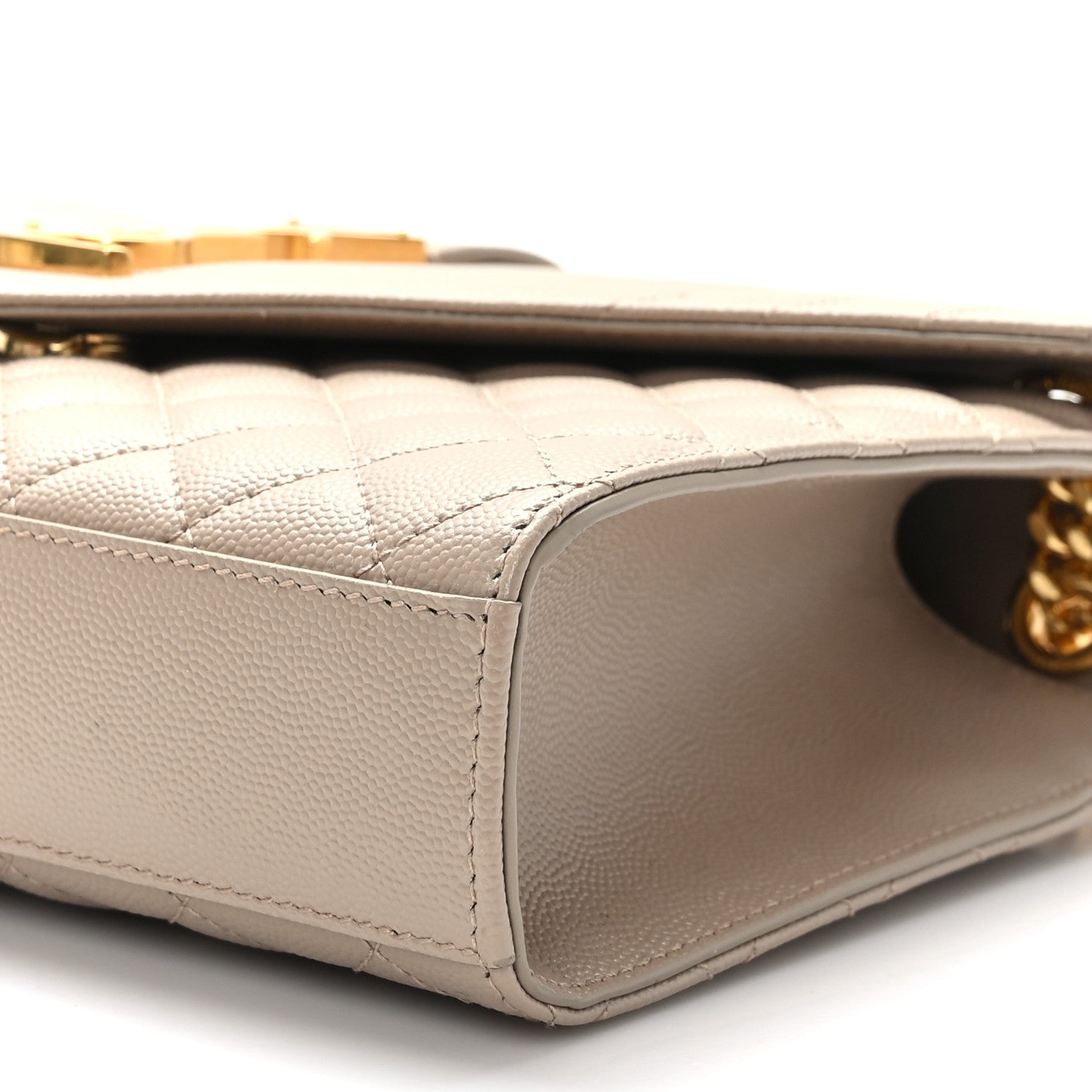 Saint Laurent Grain De Poudre Textured Mixed Matelasse Medium Triquilt Monogram Satchel Greyish Brown 8 of 9