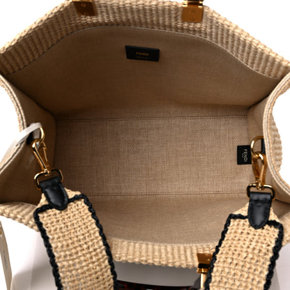Fendi Straw Vitello King Plexiglass Woven Medium Fendi Sunshine Shopper Tote Natural Black 5 of 10