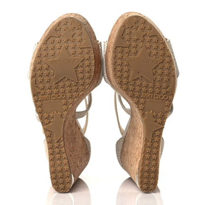 Jimmy Choo Nubuck Embossed Cork Portia 120 Wedge Sandals 38 Latte 6 of 11