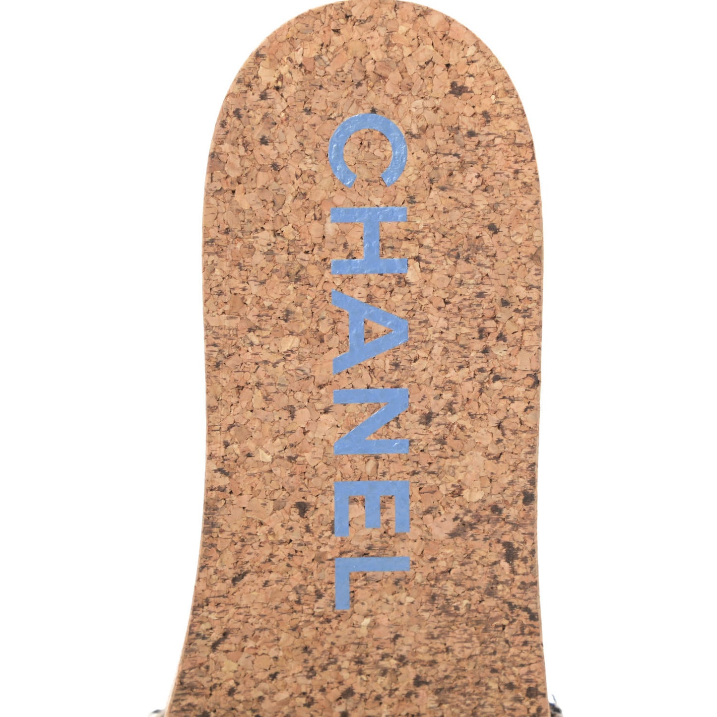 Tweed Mixed Fibers Cork CC Mule Sandal 41 Navy Blue White Blue