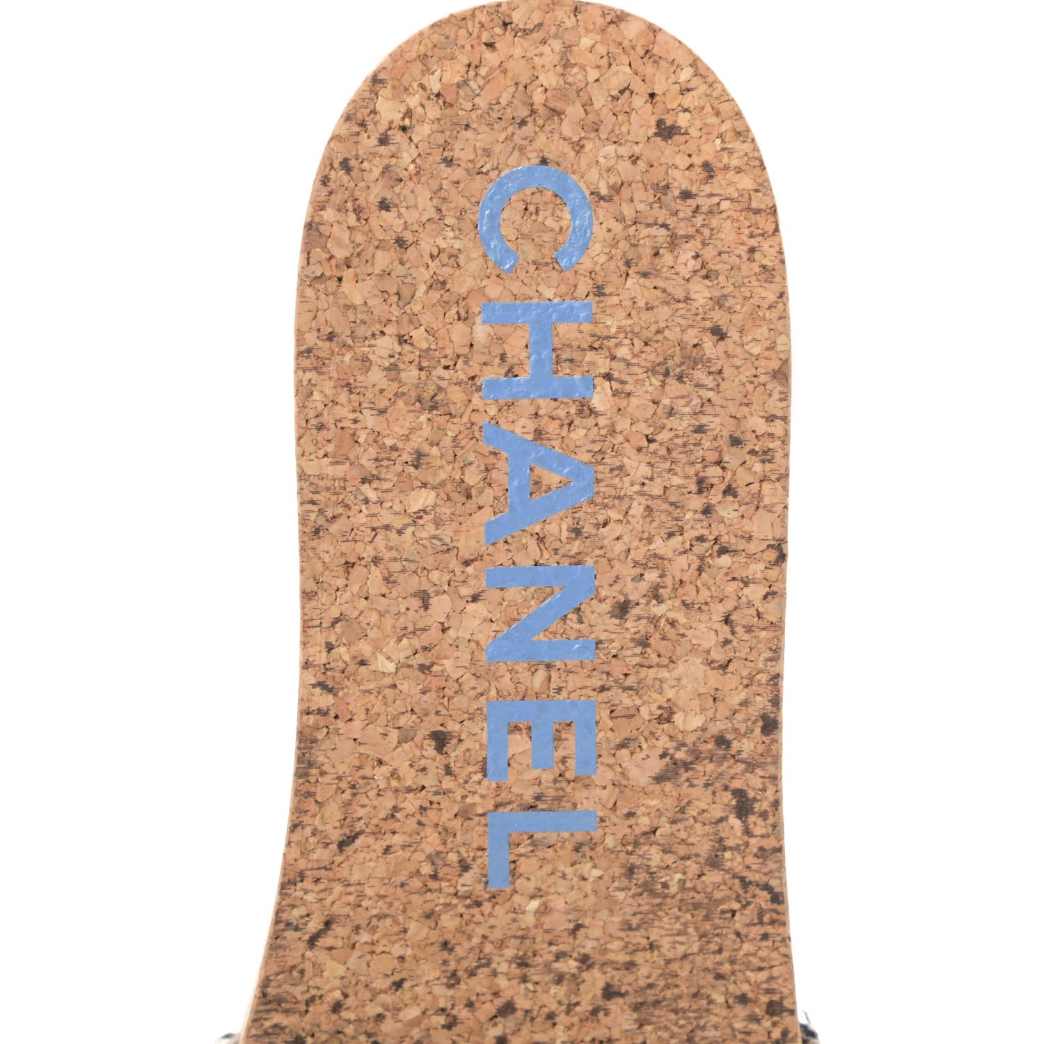 Chanel Tweed Mixed Fibers Cork CC Mule Sandal 41 Navy Blue White Blue 8 of 12