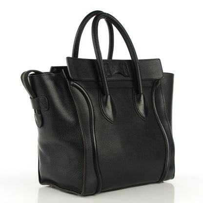 Celine Drummed Calfskin Mini Luggage Black 3 of 9