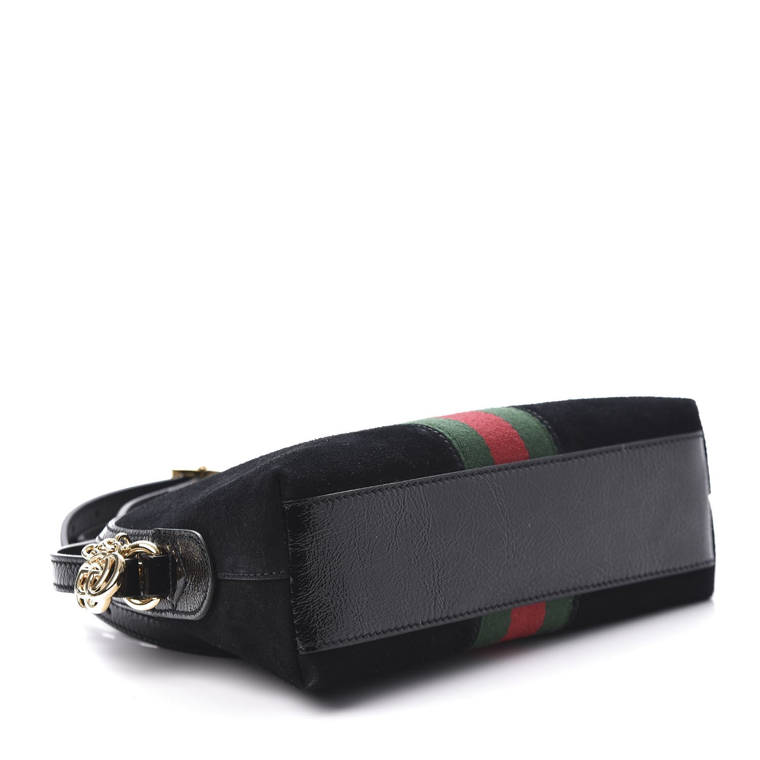 Gucci Suede Patent Web GG Small Ophidia Dome Shoulder Bag Black 4 of 10